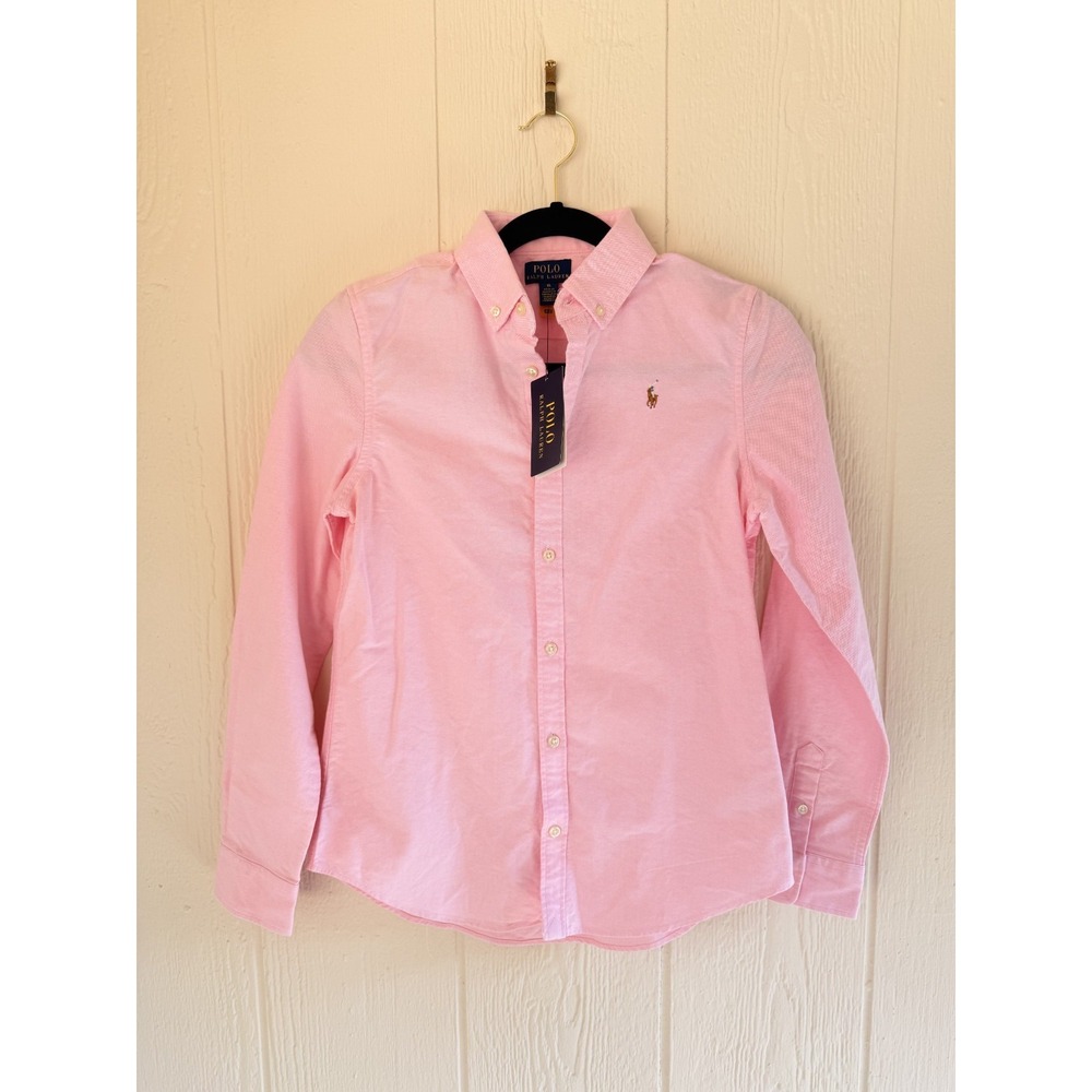 NWT Pink Polo Ralph Lauren Long Sleeve Oxford Button-down Top Size 16 / Women S